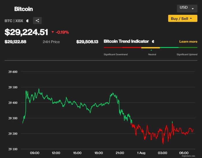 Giá Bitcoin ngày 1/8: Tăng mạnh sau cuộc họp của Quỹ Tiền tệ Quốc tế