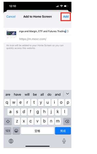 Cách thêm MEXC vào màn hình chính trên Iphone