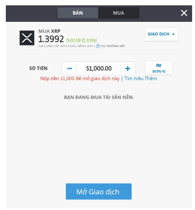 Hướng dẫn mua tiền điện tử cho người mới trên sàn e Toro