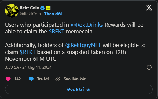 Rekt Coin tung airdrop, nối tiếp thành công của Rekt Drink
