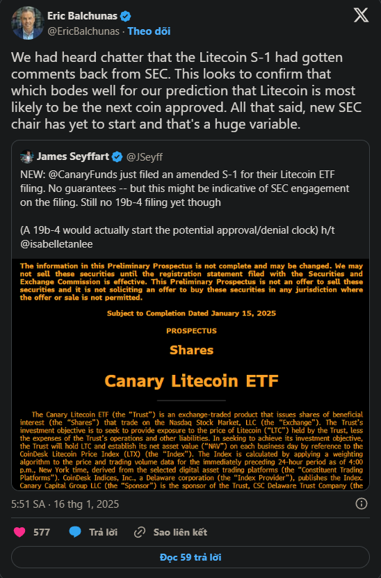 Litecoin ETF có thể là ứng viên tiếp theo: LTC tăng vọt 15%