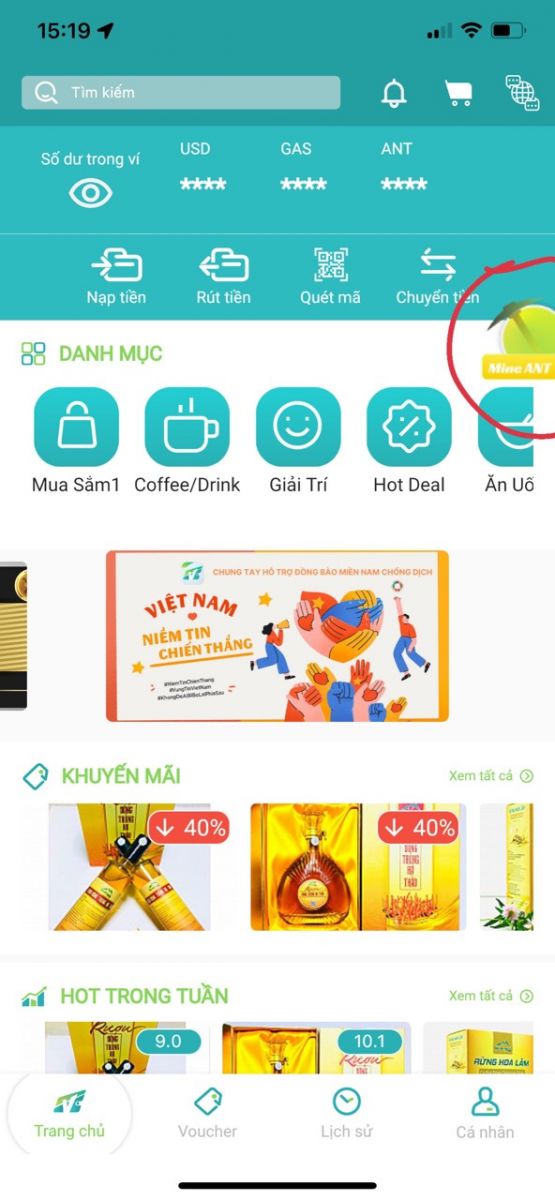 Cách đào AntCoin trên App Vipay