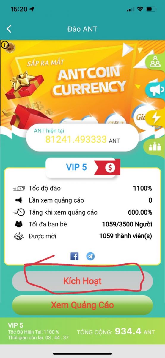 Cách đào AntCoin trên App Vipay