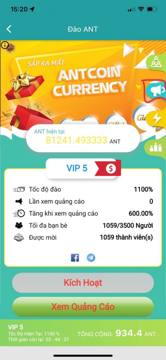 Cách đào AntCoin trên App Vipay