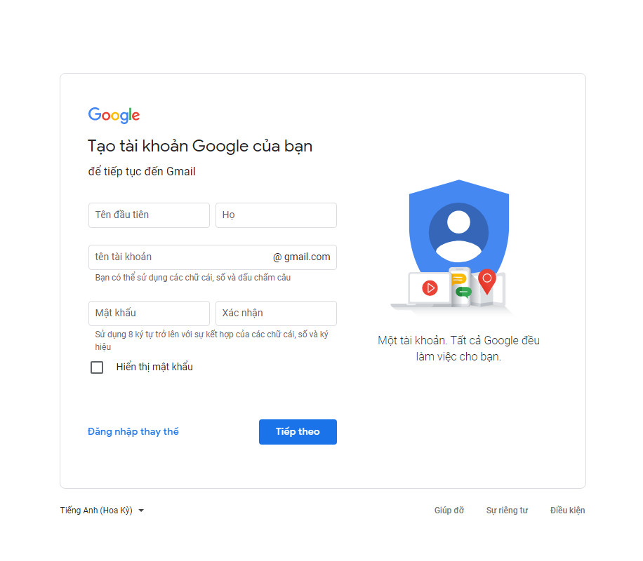 Hướng dẫn tạo tài khoản Gmail trên máy tính