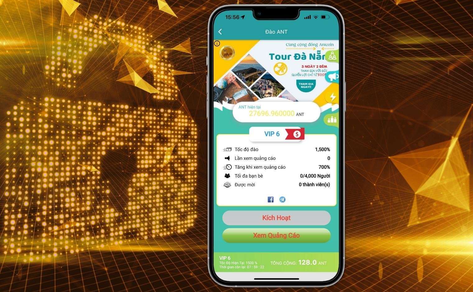 Đào AntCoin miễn phí trên App Vipay