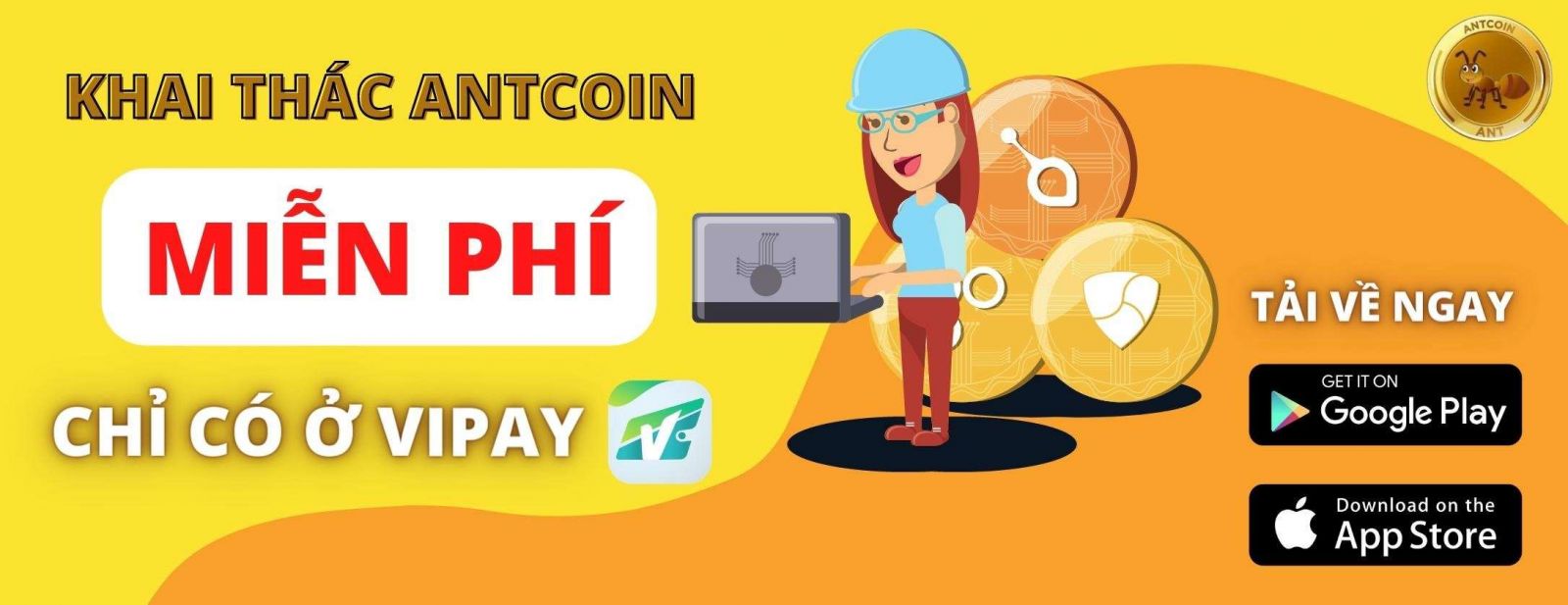 Kiếm tiền bằng AntCoin với ví điện tử Vipay